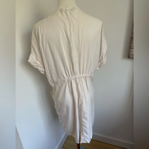 Zara Cream Button-Down Dress with Tie Waist - Picture 3 of 6